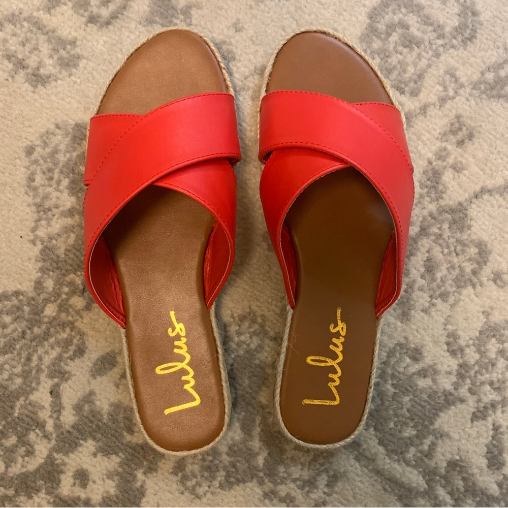 Lulus Koren Espadrille Slide Sandals in Red